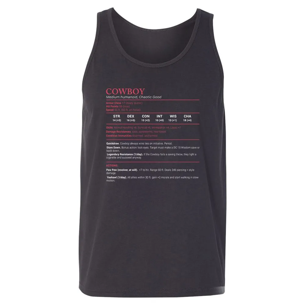 Cowboy Stats Unisex Jersey Tank - Dark Grey - 7