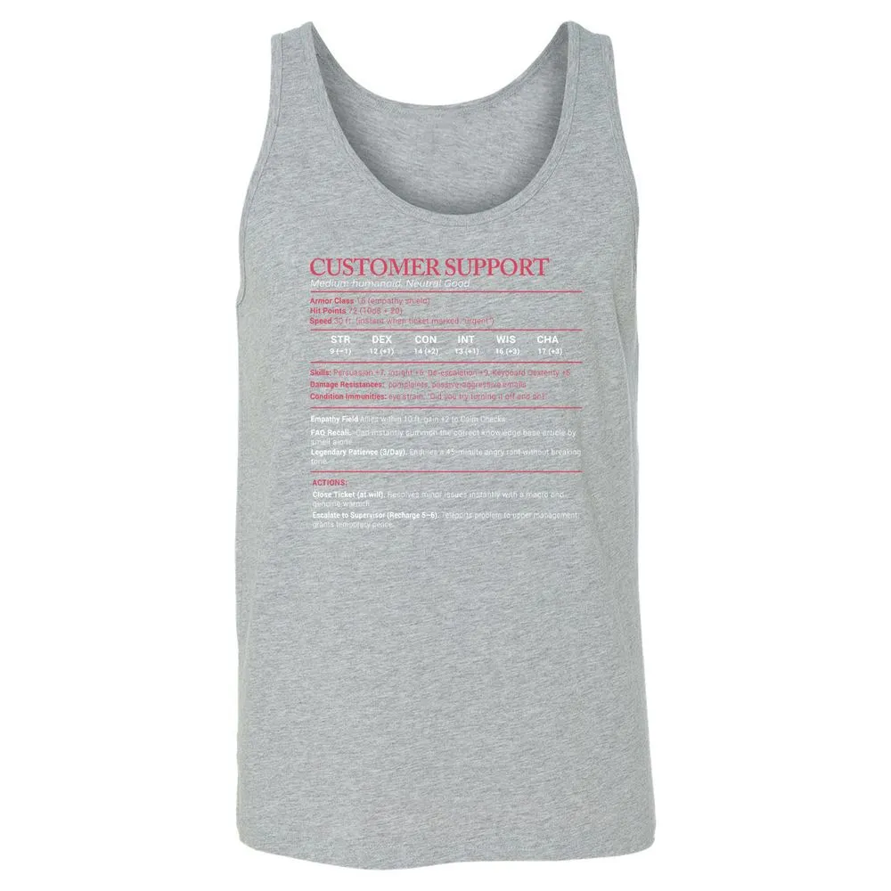 Customer Support Stats Unisex Jersey Tank - Athletic Heather - 4