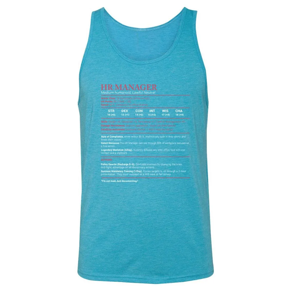 HR Manager Stats Unisex Jersey Tank - Aqua Triblend - 3