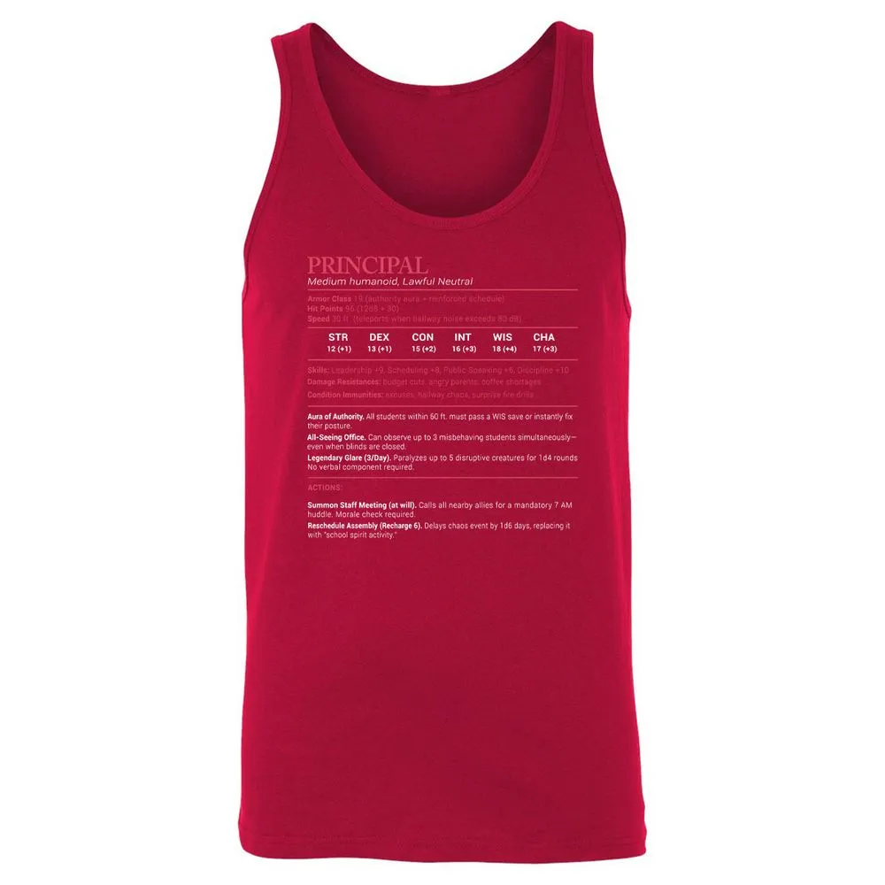 Principal Stats Unisex Jersey Tank - Red - 11