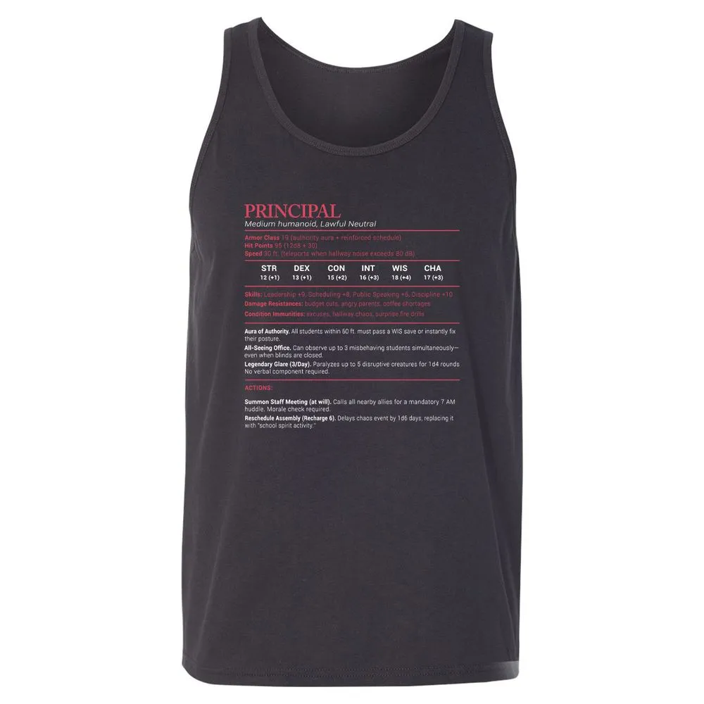 Principal Stats Unisex Jersey Tank - Dark Grey - 7