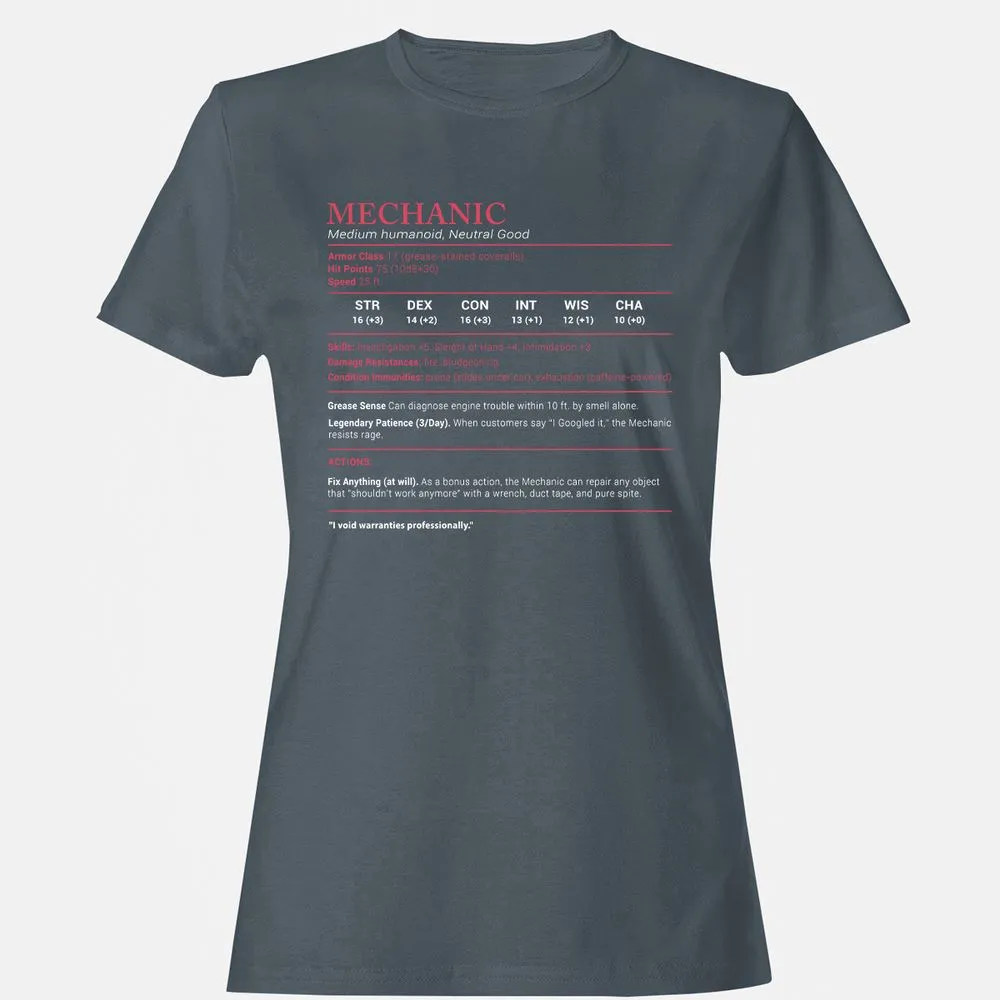 Mechanic Stats Women's T-Shirt - Charcoal - 3