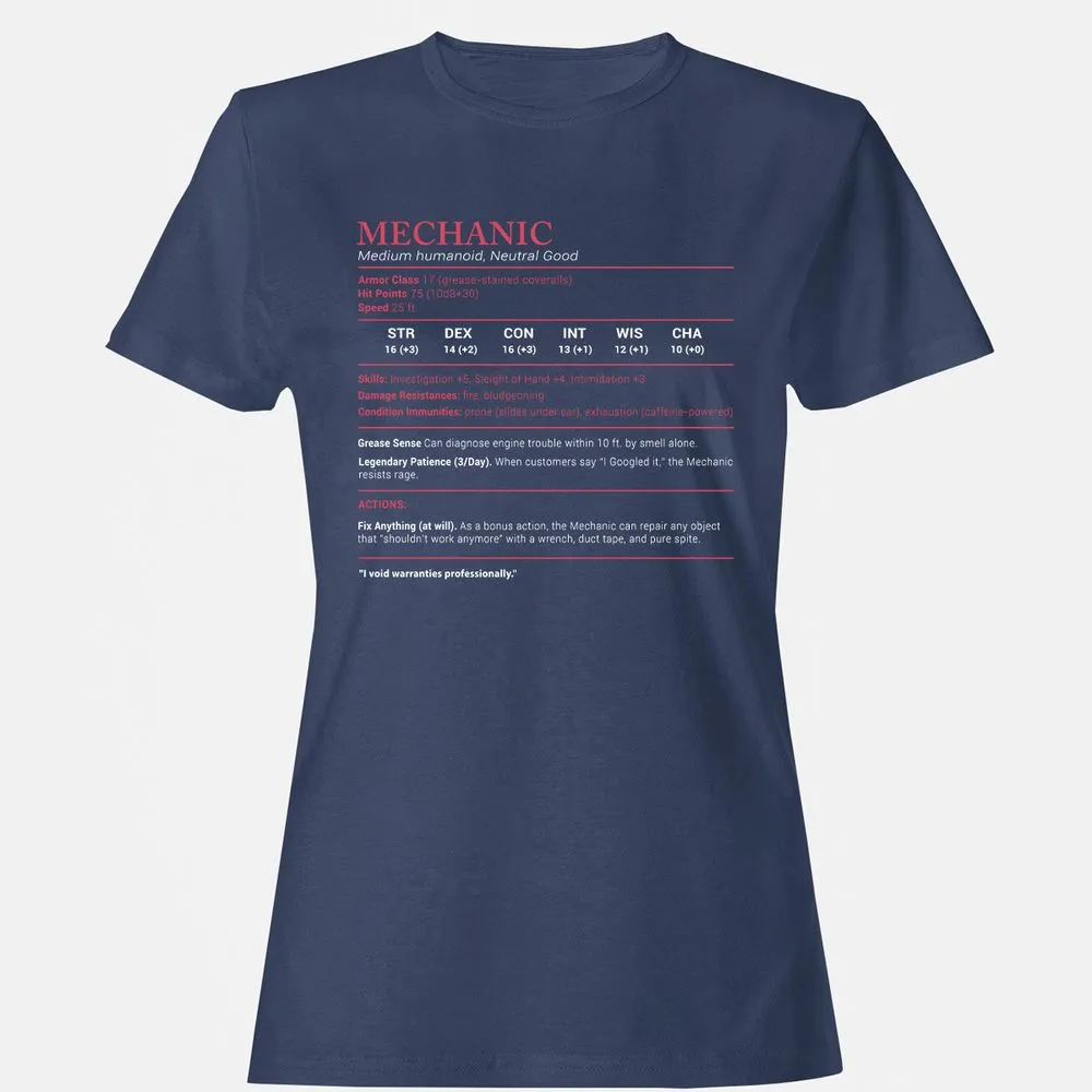 Mechanic Stats Women's T-Shirt - Navy - 10