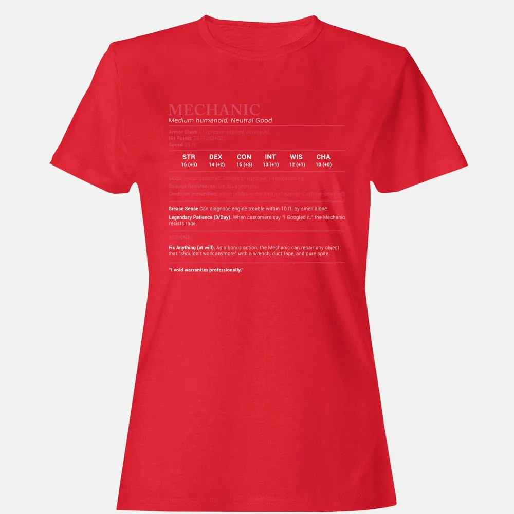 Mechanic Stats Women's T-Shirt - Red - 13