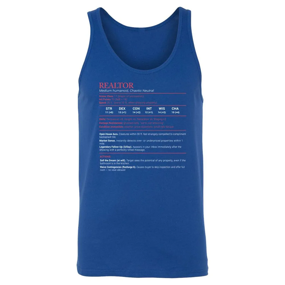 Realtor Stats Unisex Jersey Tank - True Royal - 13
