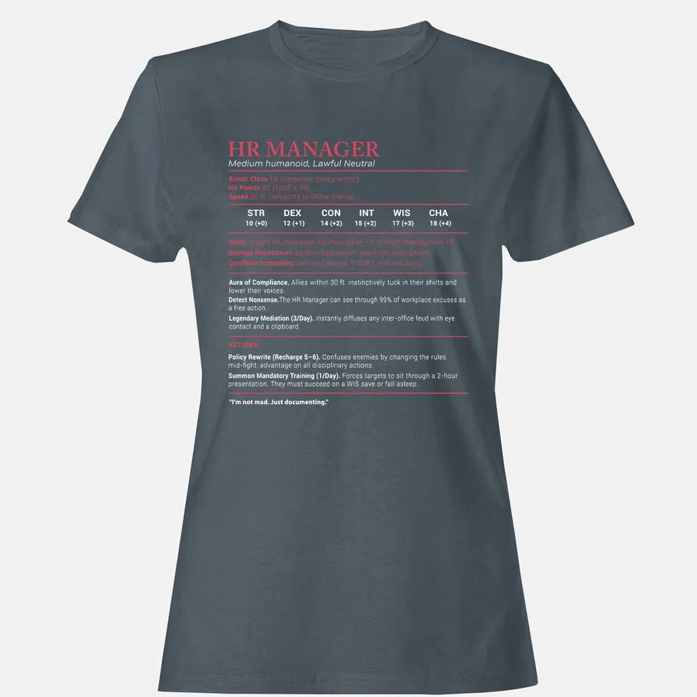 HR Manager Stats Women's T-Shirt - Charcoal - 3