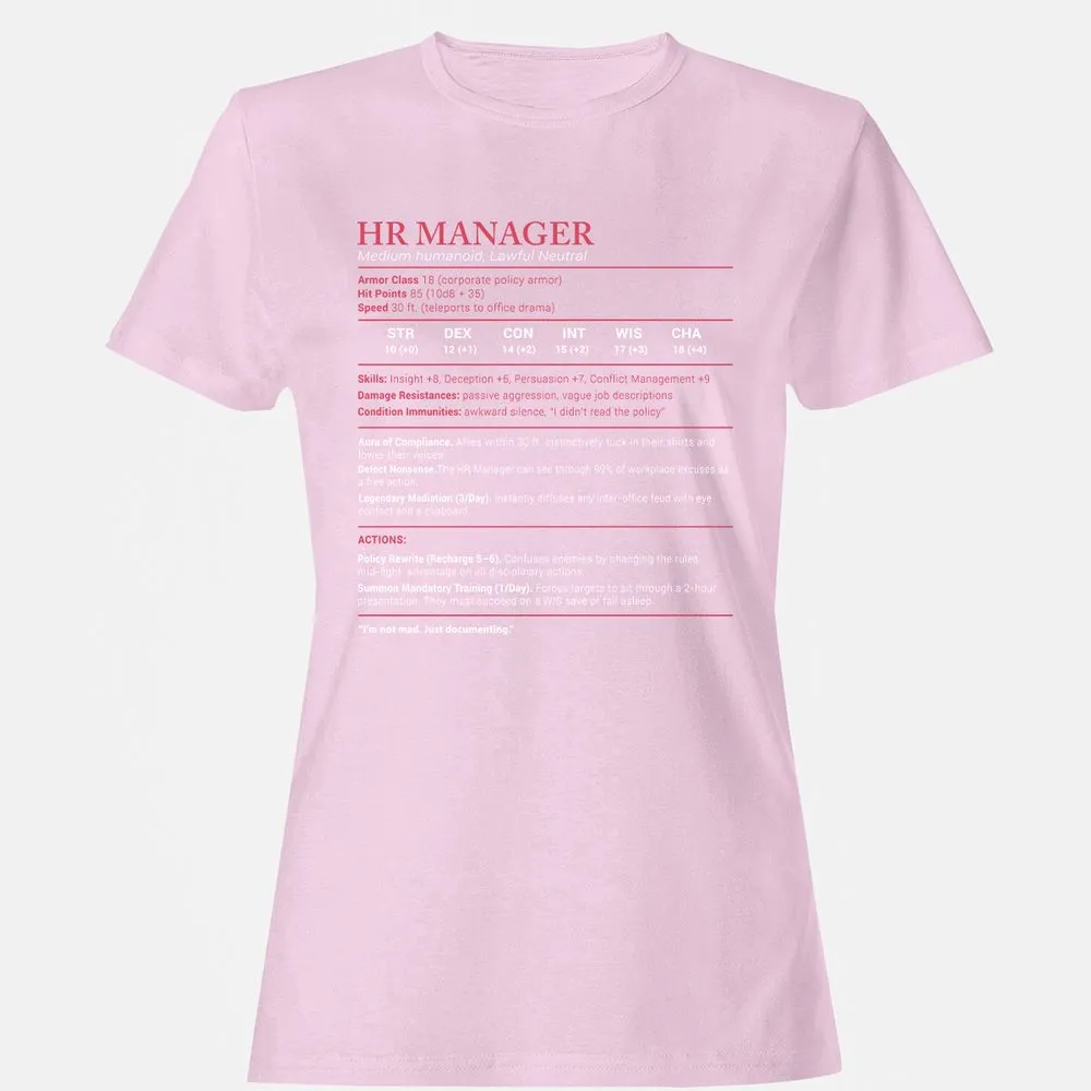 HR Manager Stats Women's T-Shirt - Light Pink - 9