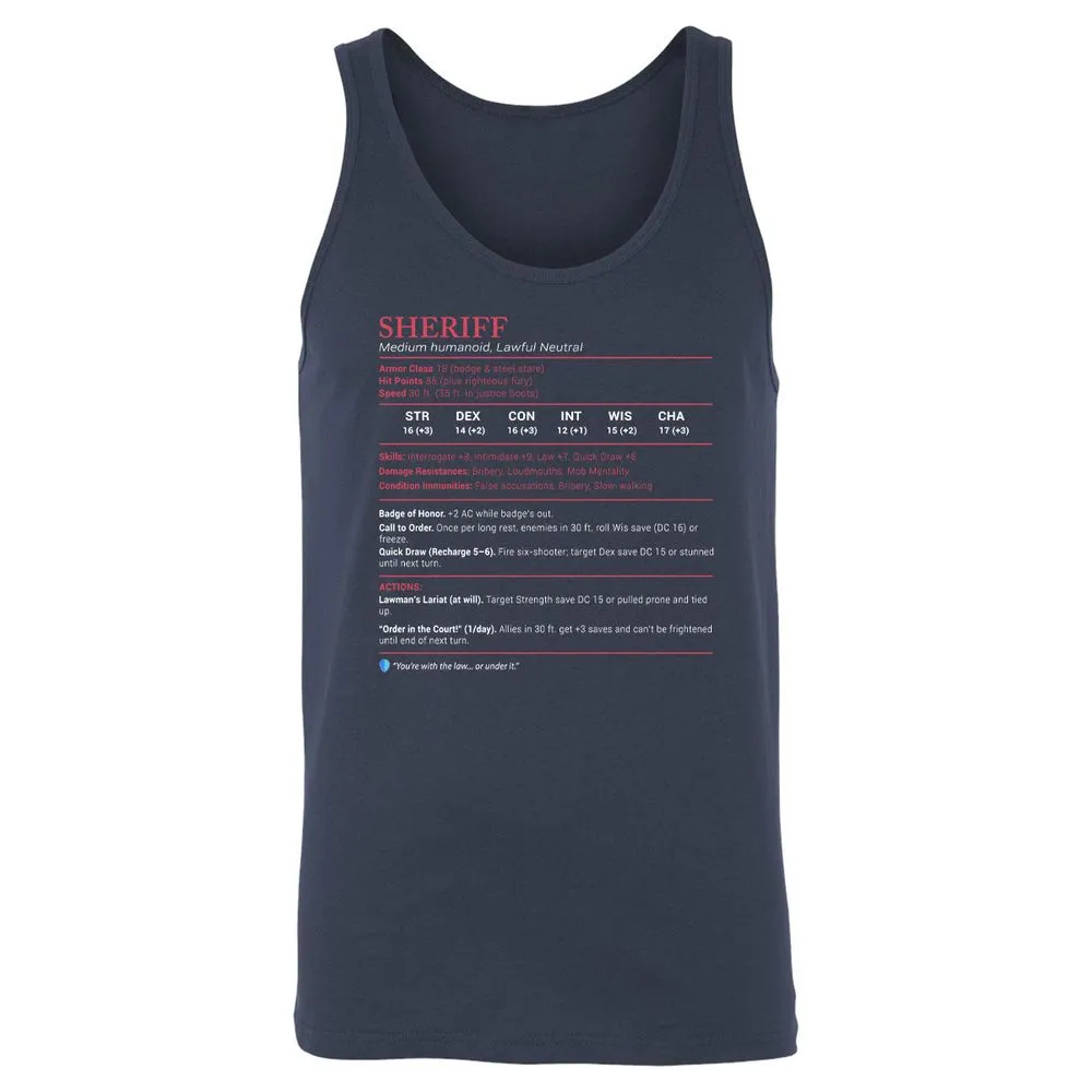 Sheriff Stats Unisex Jersey Tank - Navy - 2