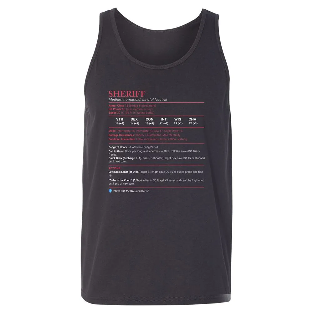 Sheriff Stats Unisex Jersey Tank - Dark Grey - 7