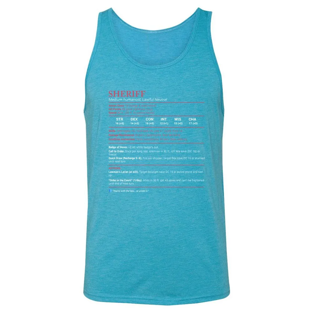 Sheriff Stats Unisex Jersey Tank - Aqua Triblend - 3