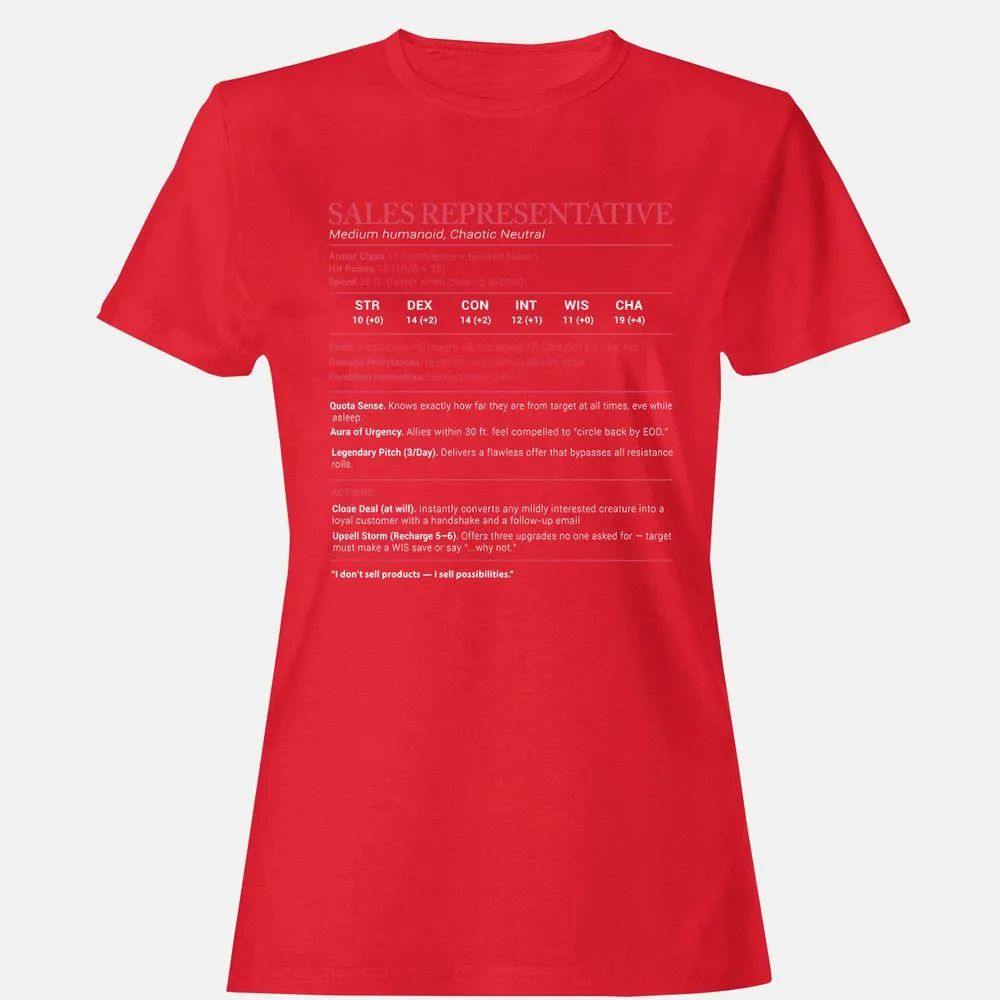 Sales Presentative Stats Women's T-Shirt - Red - 13
