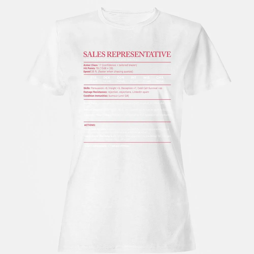 Sales Presentative Stats Women's T-Shirt - White - 16