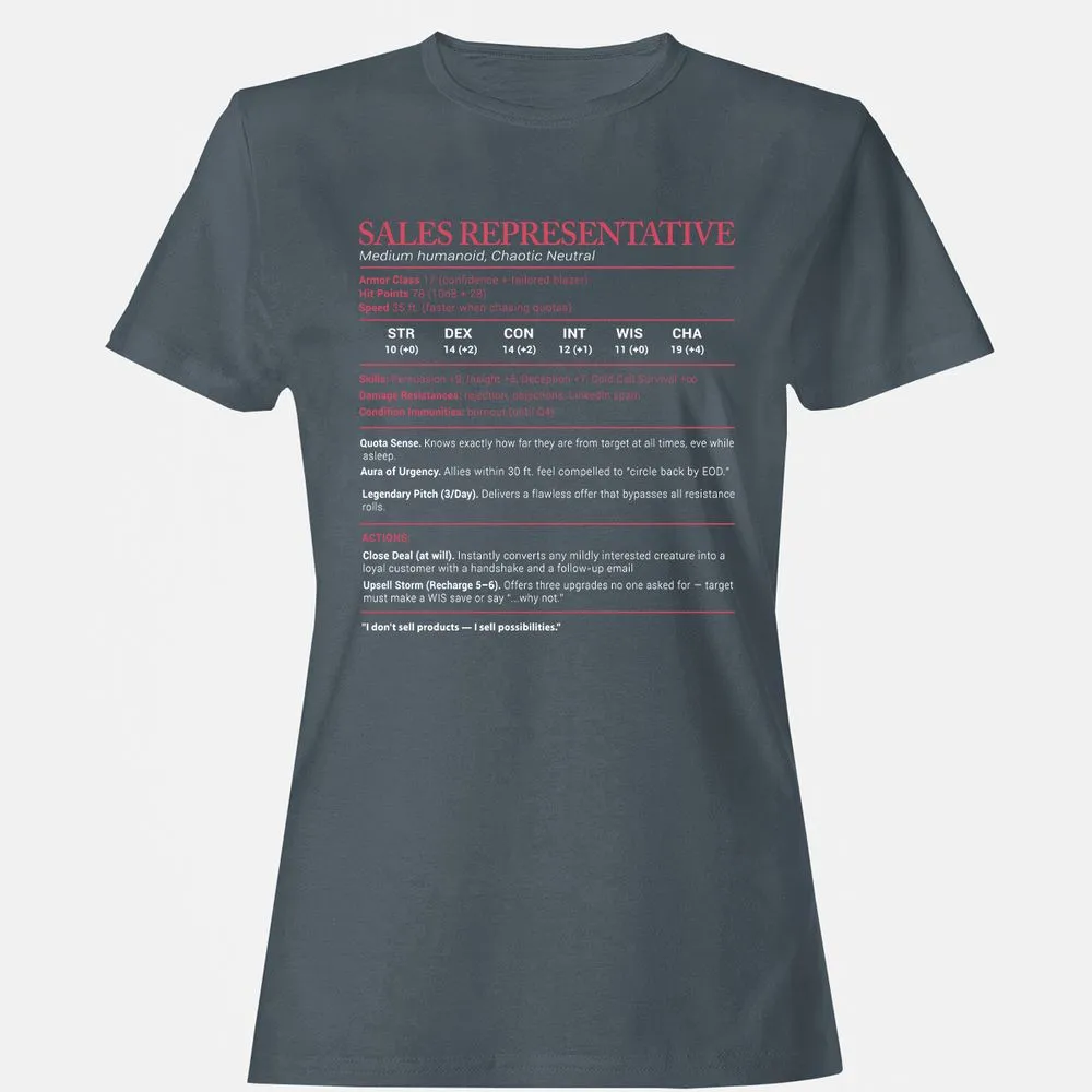 Sales Presentative Stats Women's T-Shirt - Charcoal - 3