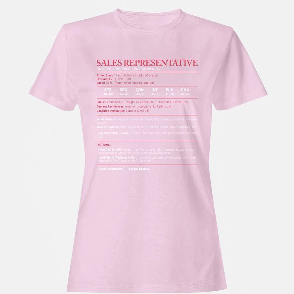 Sales Presentative Stats Women's T-Shirt - Light Pink - 9