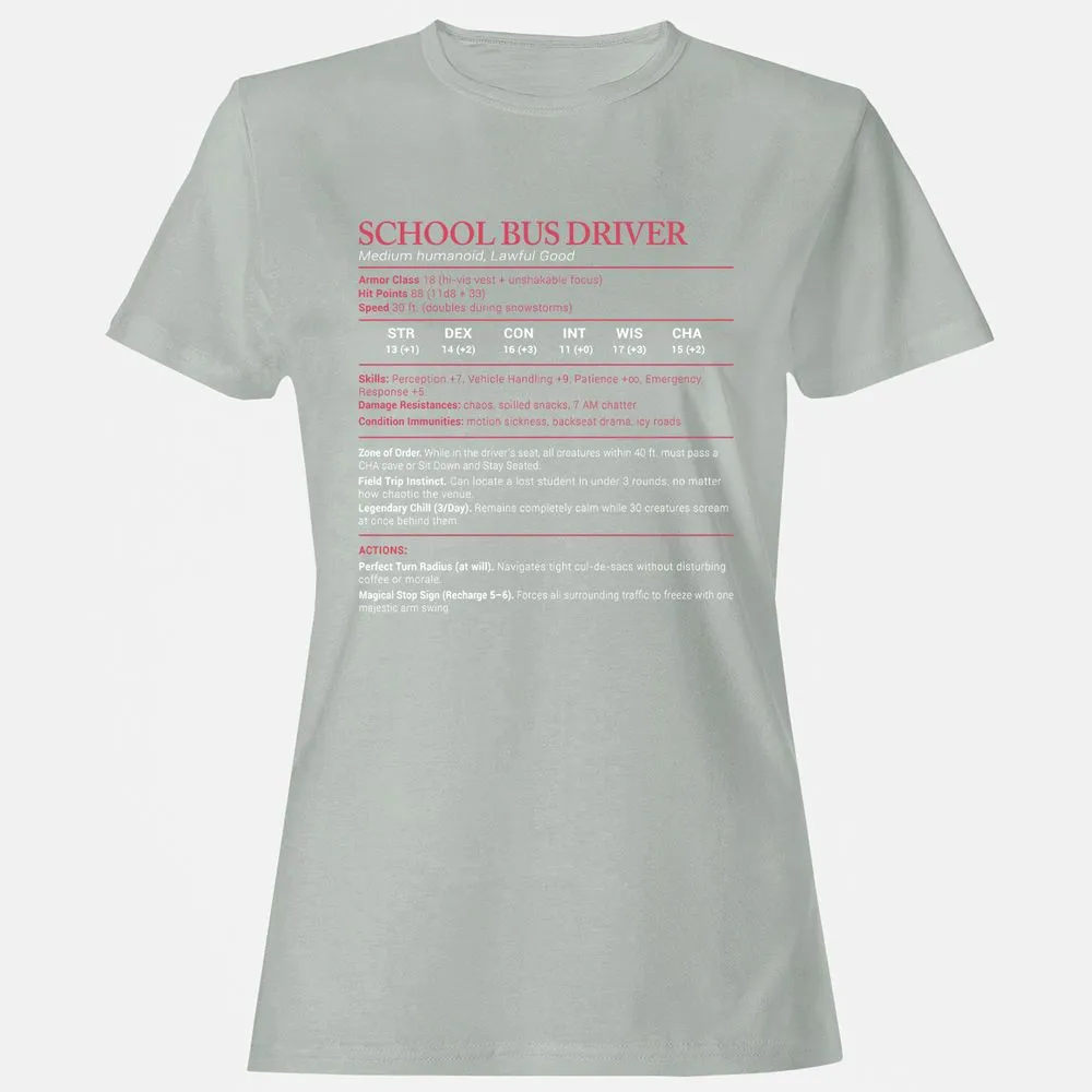 School Bus Driver Stats Women's T-Shirt - Ash - 2