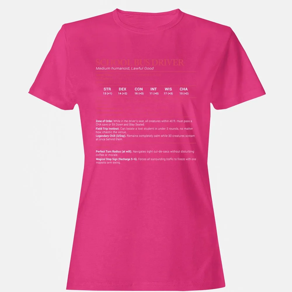 School Bus Driver Stats Women's T-Shirt - Heliconia - 6