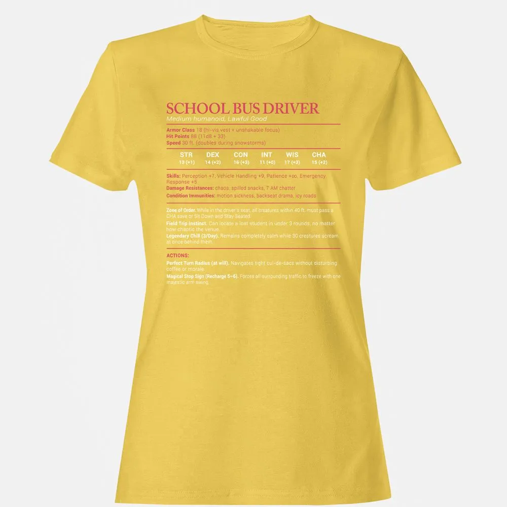 School Bus Driver Stats Women's T-Shirt - Daisy - 4