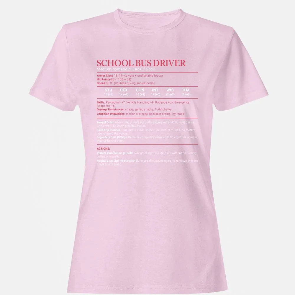School Bus Driver Stats Women's T-Shirt - Light Pink - 9
