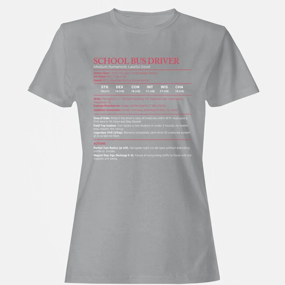 School Bus Driver Stats Women's T-Shirt - Sport Grey - 15