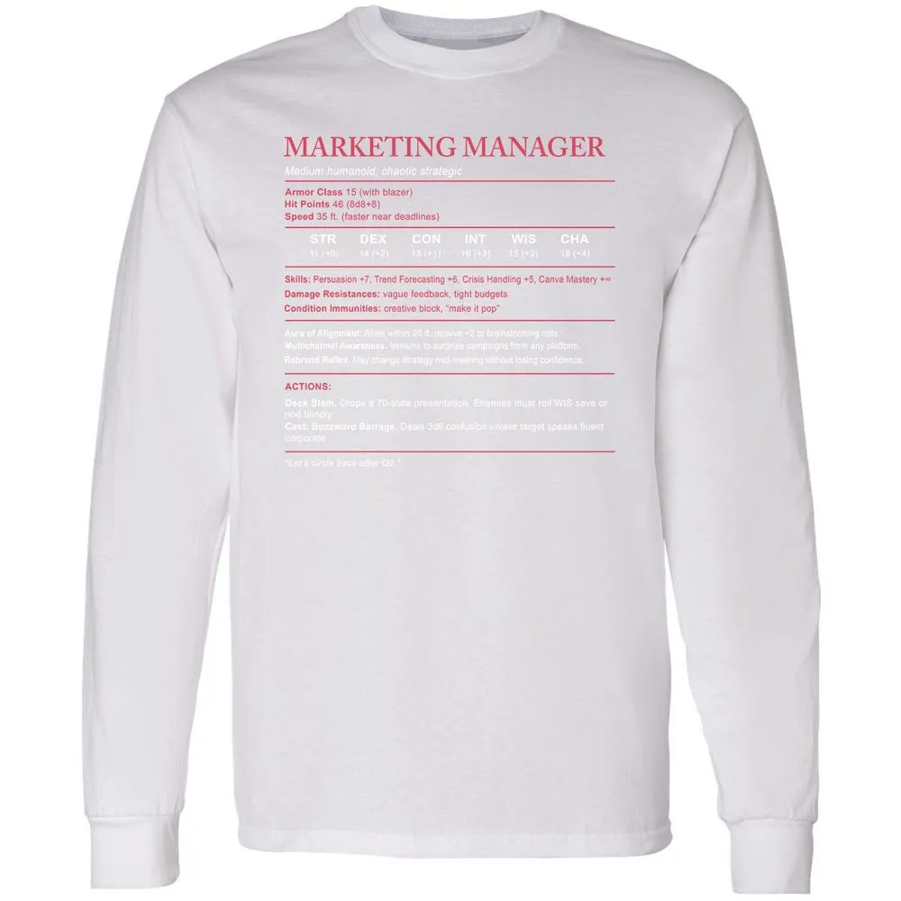 Marketing Manager Stats Long Sleeve T-Shirt - White - 5