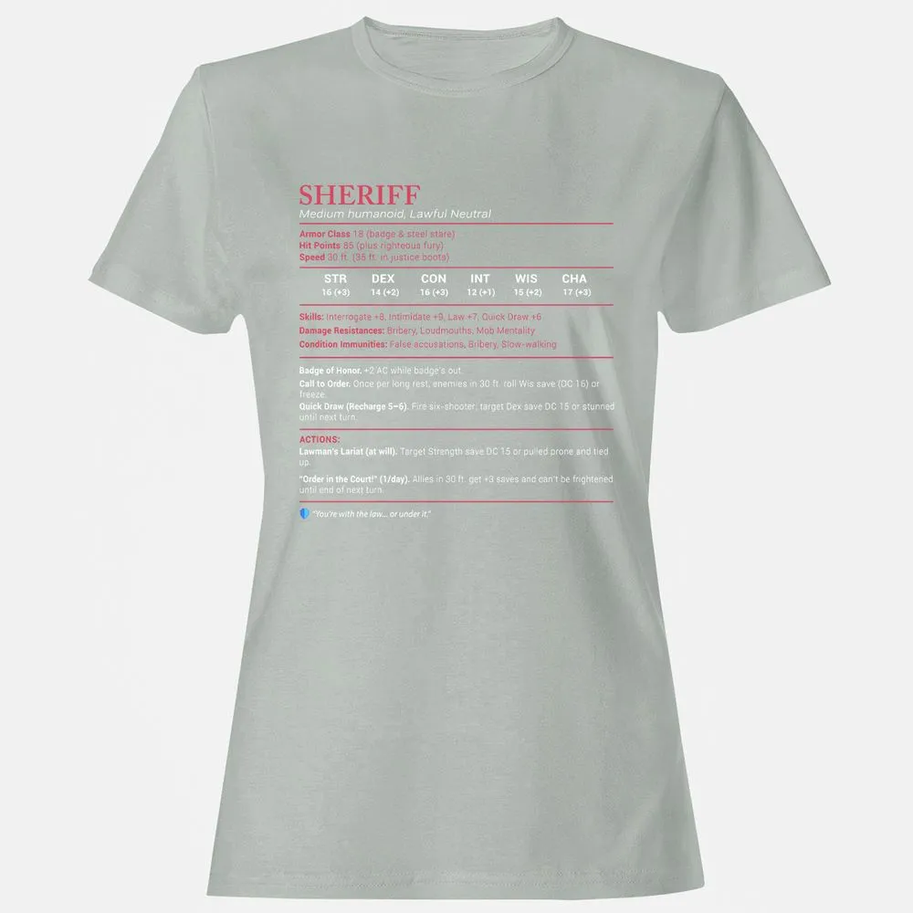 Sheriff Stats Women's T-Shirt - Ash - 2