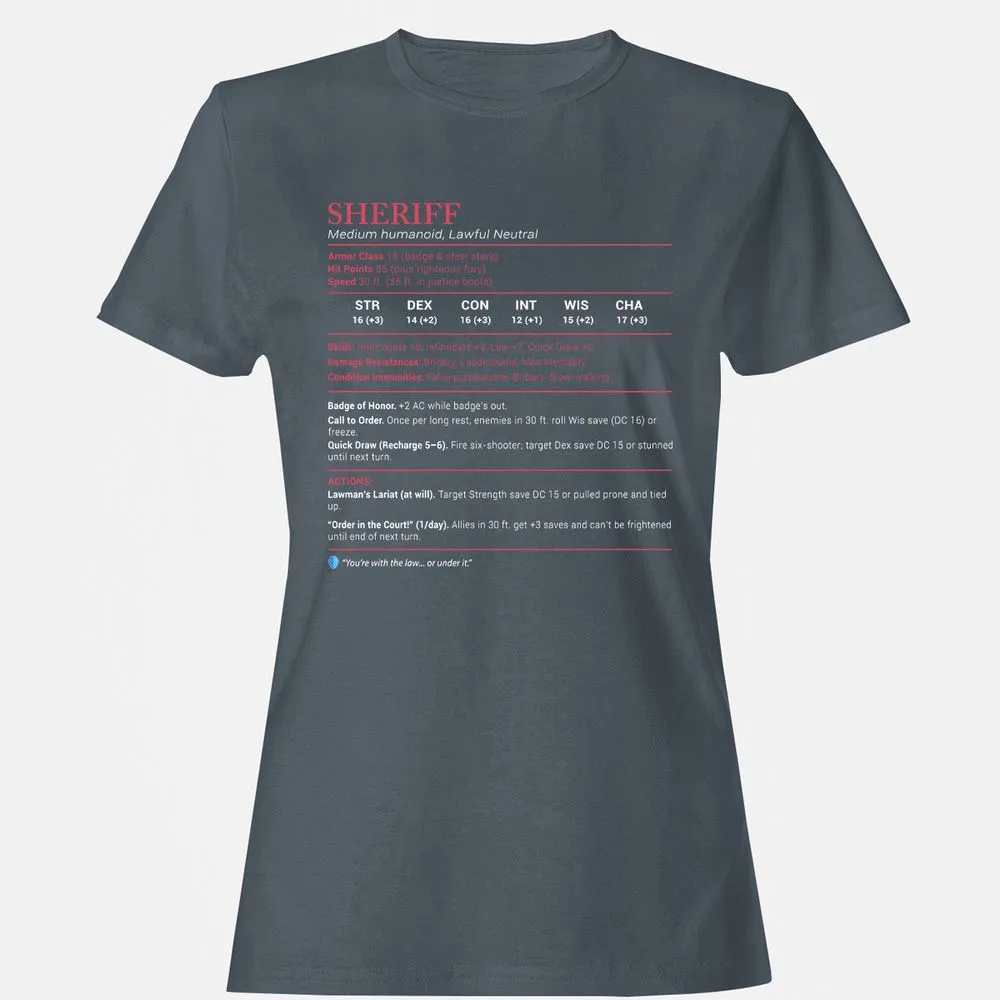 Sheriff Stats Women's T-Shirt - Charcoal - 3