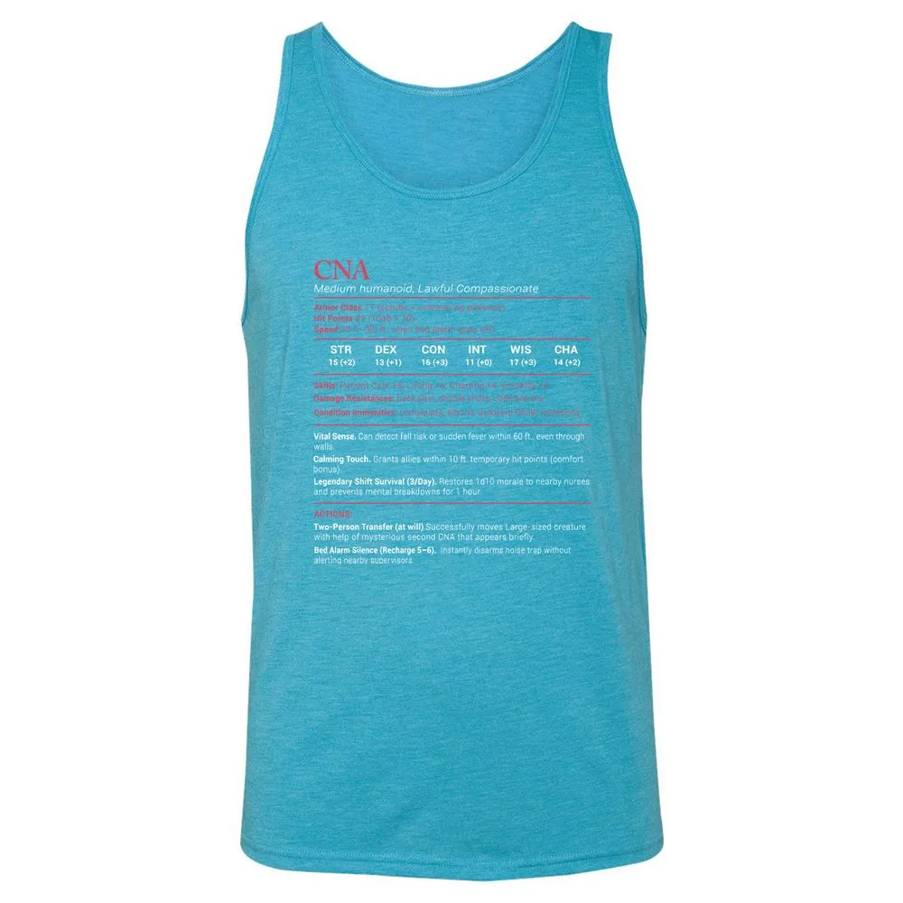 CNA Stats Unisex Jersey Tank - Aqua Triblend - 3