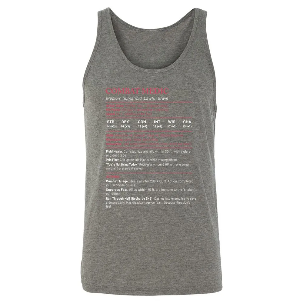 Combat Medic Stats Unisex Jersey Tank - Grey Triblend - 8