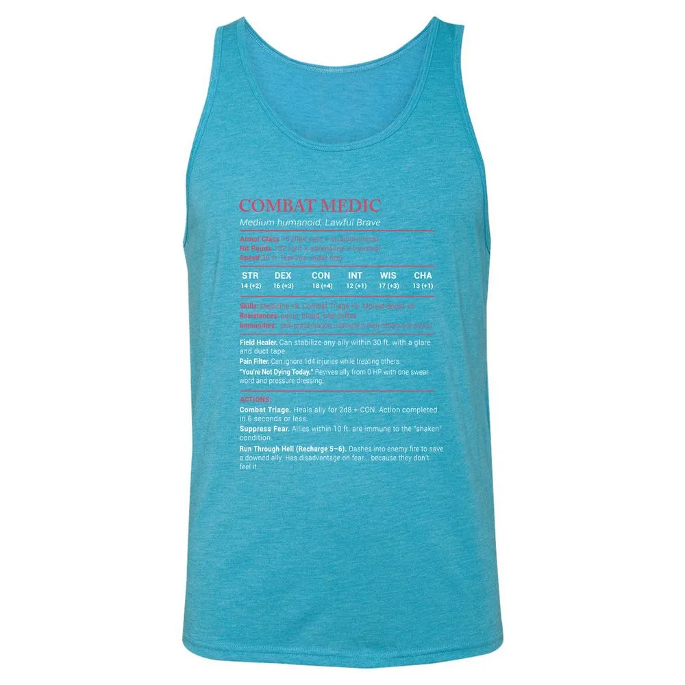 Combat Medic Stats Unisex Jersey Tank - Aqua Triblend - 3