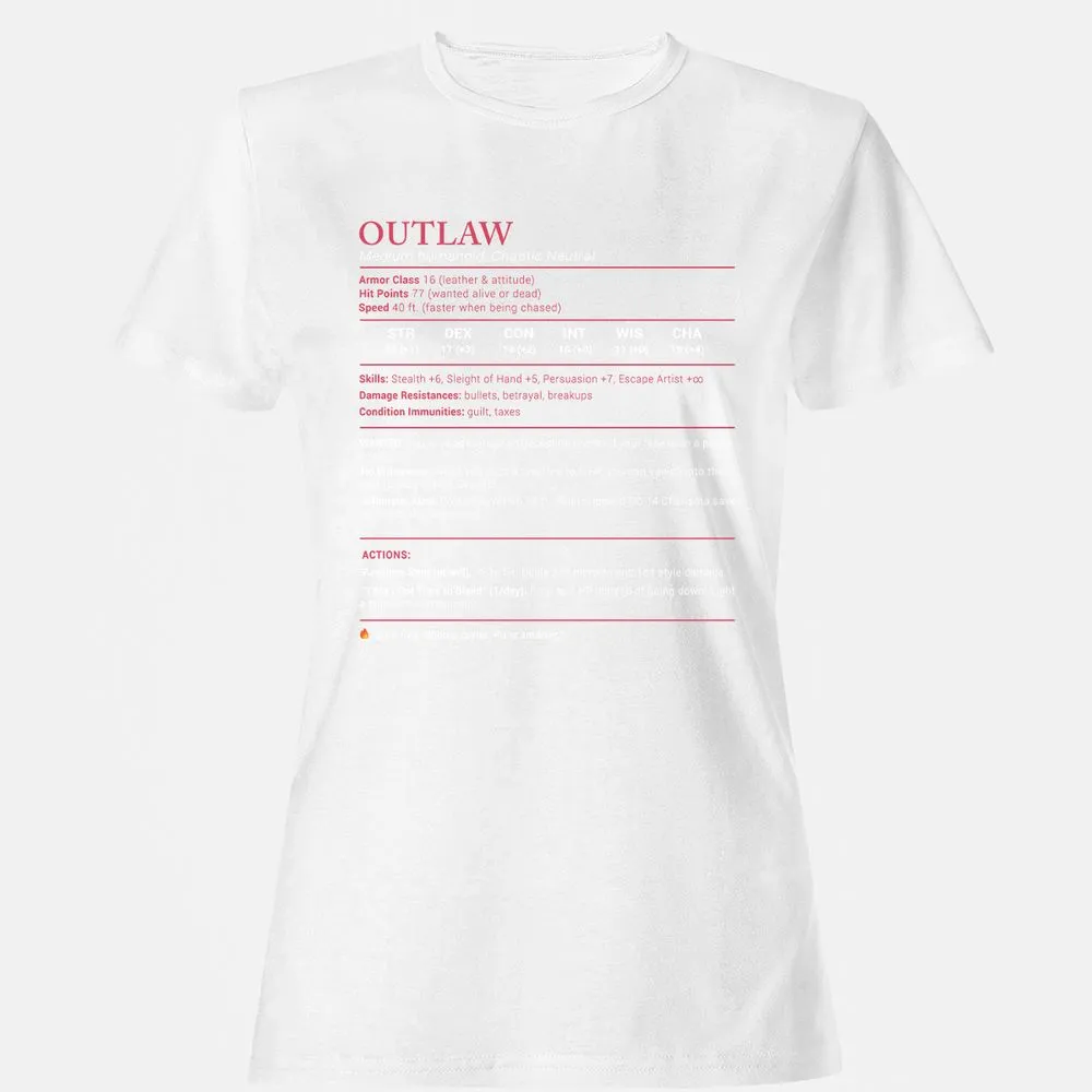 Outlaw Stats Women's T-Shirt - White - 16