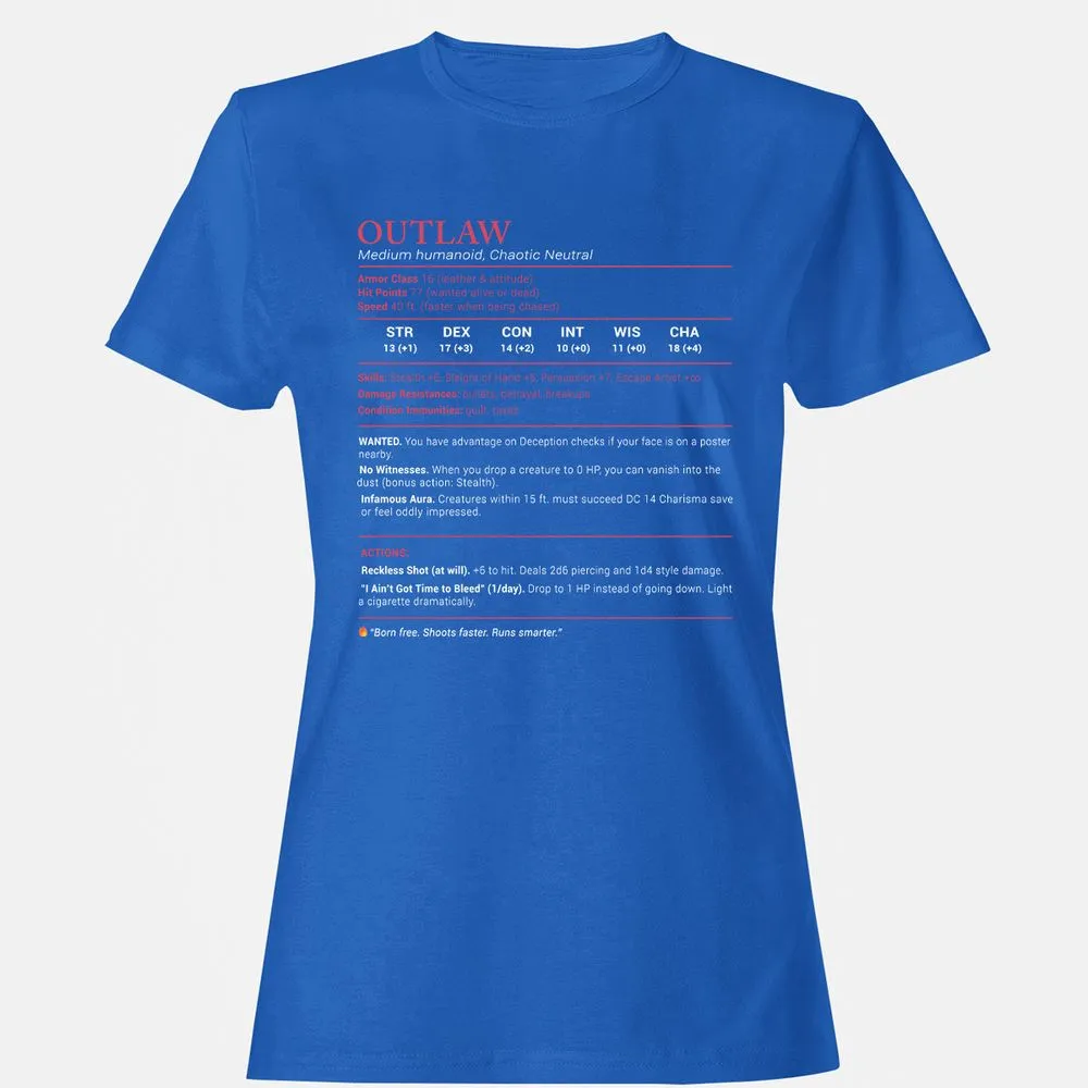 Outlaw Stats Women's T-Shirt - Royal - 14