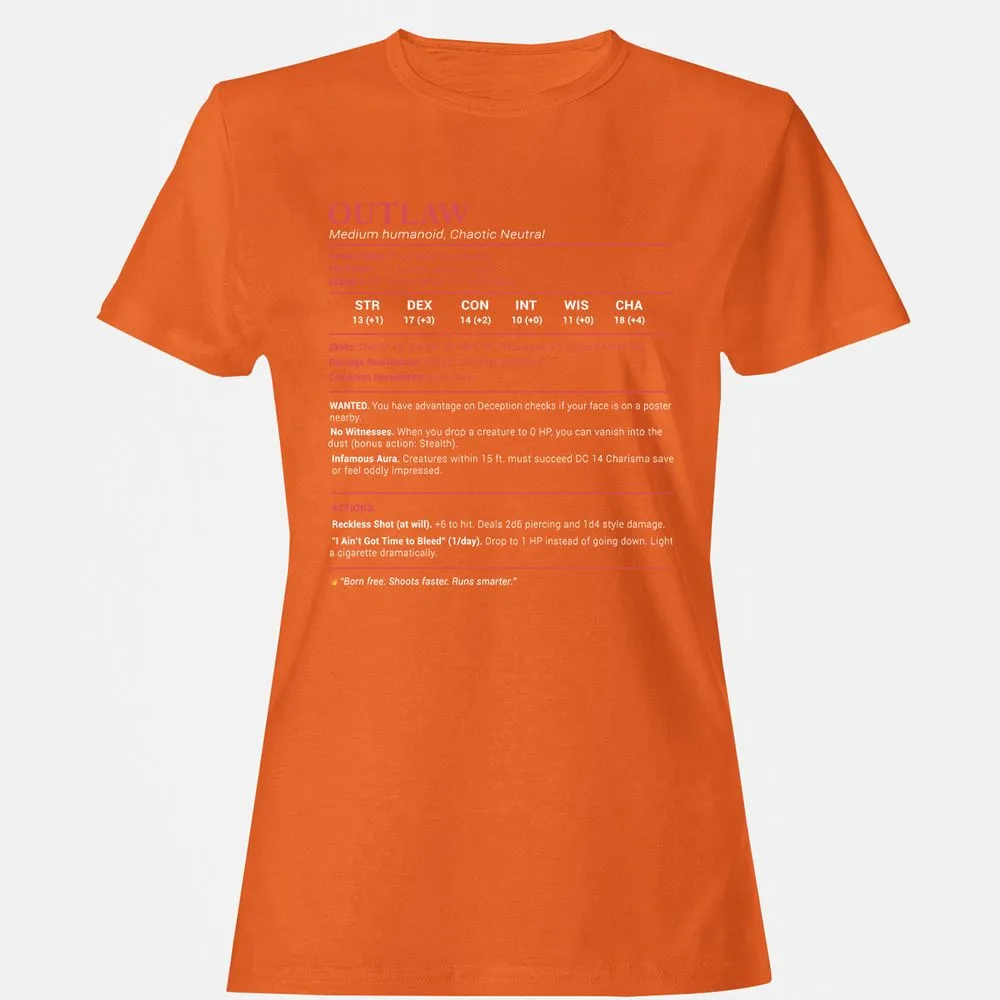 Outlaw Stats Women's T-Shirt - Orange - 11