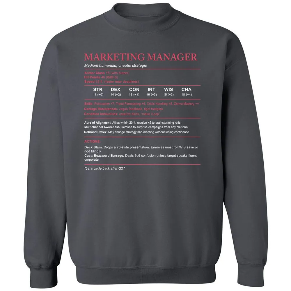 Marketing Manager Stats Classic Unisex Sweatshirt - Charcoal - 7