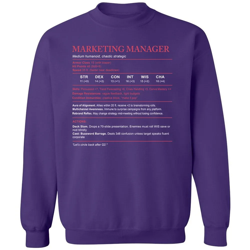 Marketing Manager Stats Classic Unisex Sweatshirt - Purple - 6