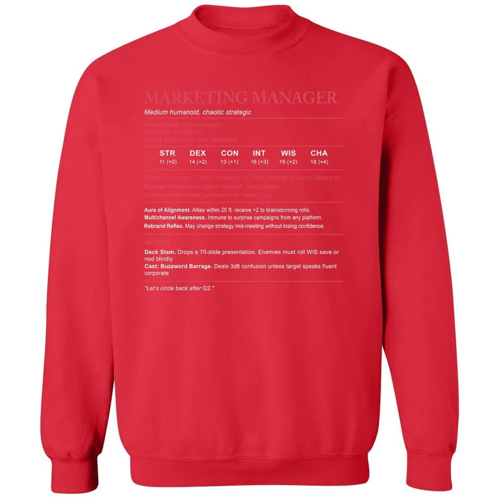 Marketing Manager Stats Classic Unisex Sweatshirt - Red - 5