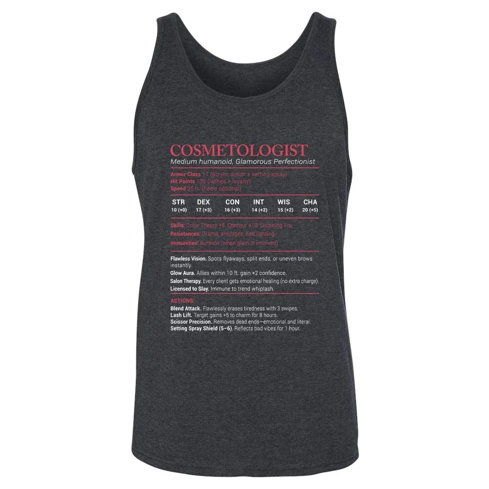 Cosmetologist Stats Unisex Jersey Tank - Dark Grey Heather - 6