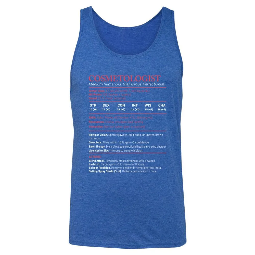 Cosmetologist Stats Unisex Jersey Tank - True Royal Triblend - 12