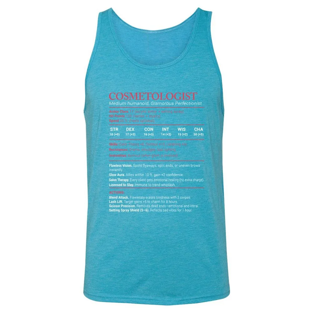 Cosmetologist Stats Unisex Jersey Tank - Aqua Triblend - 3