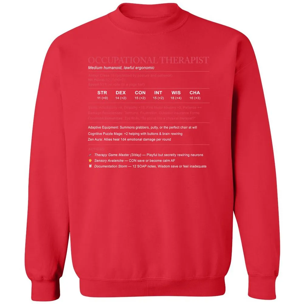 Occupational Therapist Stats Classic Unisex Sweatshirt - Red - 5