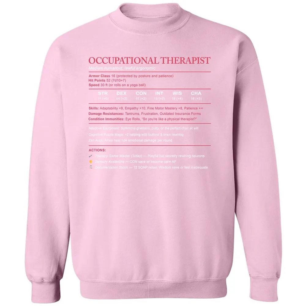 Occupational Therapist Stats Classic Unisex Sweatshirt - Light Pink - 3