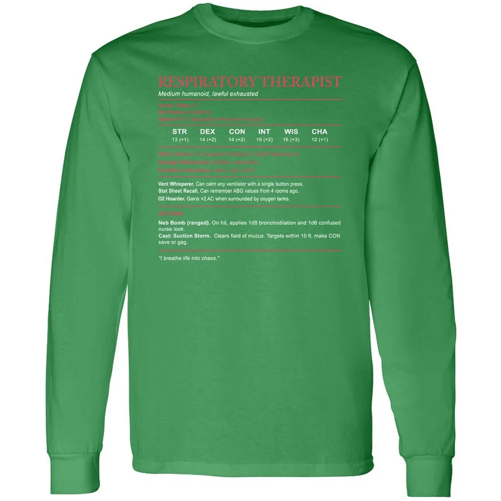 Respiratory Therapist Long Sleeve T-Shirt - Irish Green - 10