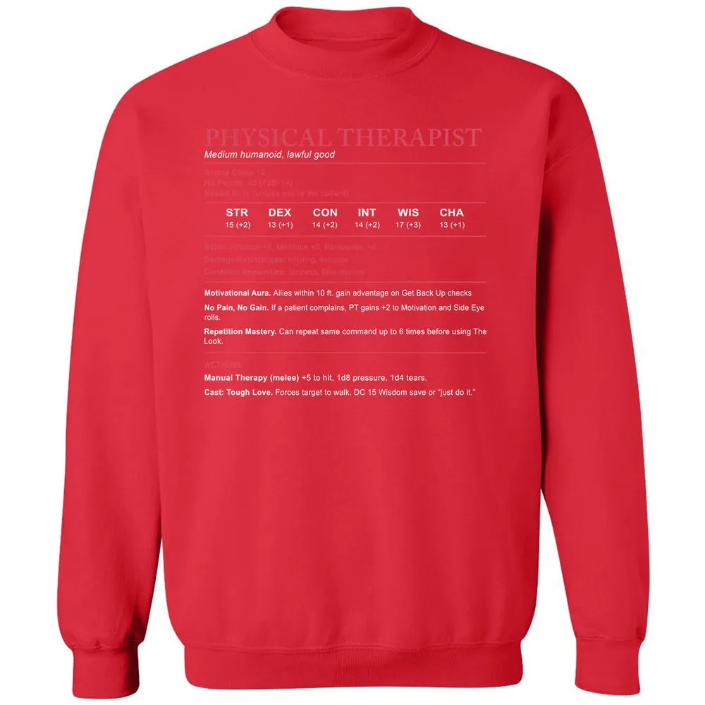Physical Therapist Stats Classic Unisex Sweatshirt - Red - 5