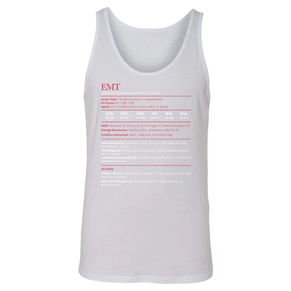 EMT Stats Unisex Jersey Tank - White - 14