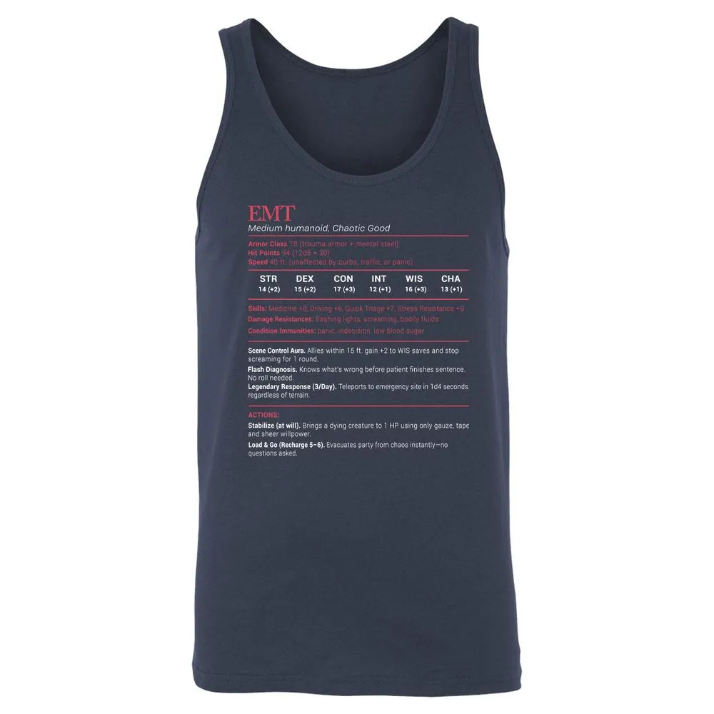 EMT Stats Unisex Jersey Tank - Navy - 2