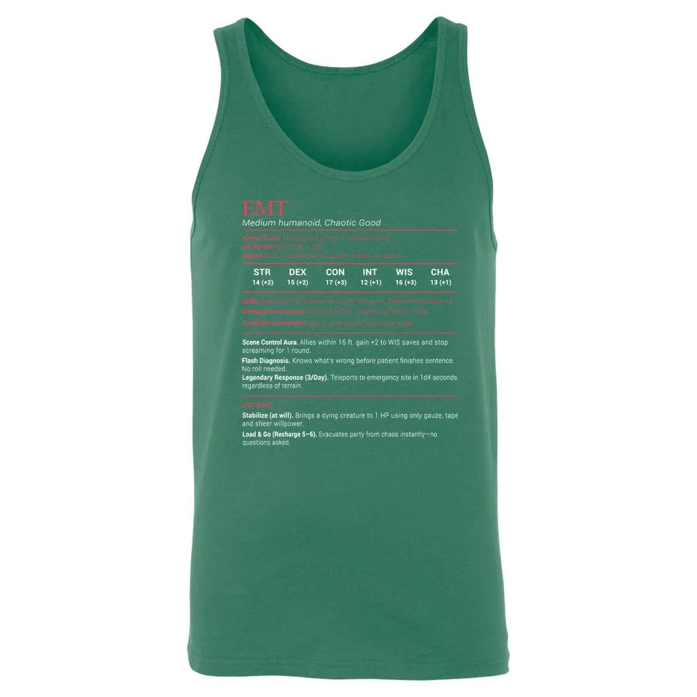 EMT Stats Unisex Jersey Tank - Kelly - 9