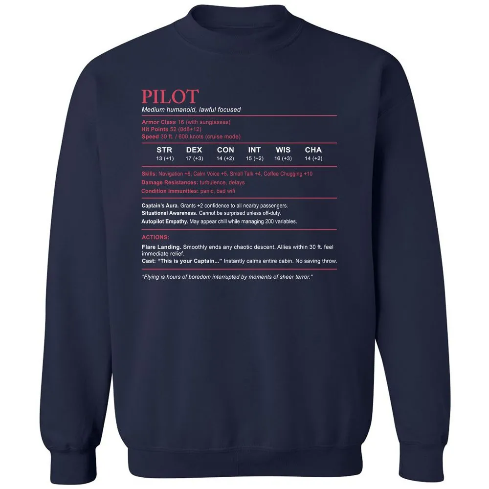 Pilot Stats Classic Unisex Sweatshirt - Navy - 2
