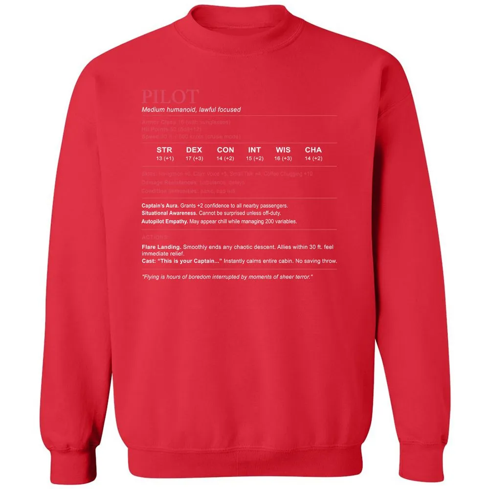 Pilot Stats Classic Unisex Sweatshirt - Red - 5