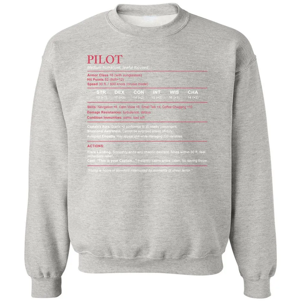 Pilot Stats Classic Unisex Sweatshirt - Ash - 8