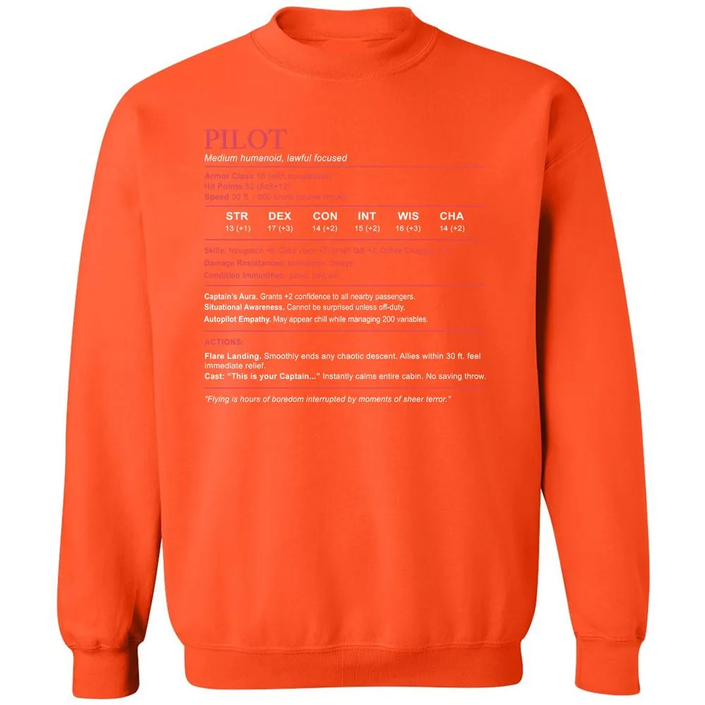 Pilot Stats Classic Unisex Sweatshirt - Orange - 10