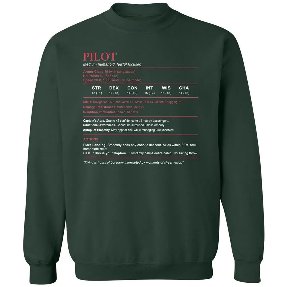 Pilot Stats Classic Unisex Sweatshirt - Forest Green - 4
